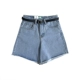RENA Hàn Quốc mùa hè retro cao eo mỏng lỏng đa năng đơn giản nhỏ quăn quần denim quần short để gửi vành đai quần bò nữ Quần jean