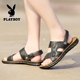 Playboy sandal nam 2018 mới hè nam đi biển đi giày da mang dép hở ngón và dép nam sandal adidas nam Sandal