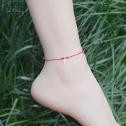S925 sterling bạc chéo dây đỏ vòng chân ngày Hàn Quốc phiên bản nữ sinh văn học đơn giản tốt dây đen vòng tay chân dây
