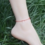 S925 sterling bạc chéo dây đỏ vòng chân ngày Hàn Quốc phiên bản nữ sinh văn học đơn giản tốt dây đen vòng tay chân dây lắc chân nữ inox