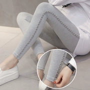 Quần legging bà bầu mặc quần skinny mỏng chân mùa thu 2018 xuân hè mới nâng bụng dạ quần quần mùa thu - Phụ nữ mang thai quần / quần bụng