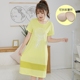 Nightdress nữ mùa hè vành đai ngực pad bông ngắn tay áo lỏng đoạn dài đồ ngủ cup có thể tháo rời và mặc áo ngực dịch vụ nhà Đêm đầm