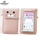 Thời trang mới hoang dã túi điện thoại di động triều nữ Hàn Quốc phiên bản của túi Messenger vai nữ dễ thương mèo phim hoạt hình túi nhỏ túi da đeo chéo Túi điện thoại