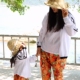 Qi Yue tự chế cha mẹ và con mặc kem chống nắng quần áo mùa hè một gia đình ba bông và vải lanh ánh sáng thở điều hòa không khí áo sơ mi bãi biển coat quần áo Trang phục dành cho cha mẹ và con