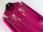 Áo khoác mẹ mùa xuân 2018 mới cho người trung niên mùa xuân và mùa thu dệt kim áo len thêu áo len nữ trung niên