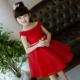 Cô gái váy công chúa váy mùa thu mùa đông trẻ em váy đỏ hoa cô gái váy cưới biểu diễn piano váy tutu - Váy trẻ em