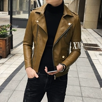 Xu hướng mùa đông áo khoác da dài tay áo khoác nam giới mỏng Hàn Quốc thanh niên đẹp trai dây kéo áo khoác hoang dã áo khoác dạ nam