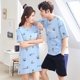 Mùa hè cotton vài bộ đồ ngủ thời trang hoạt hình phụ nữ váy ngủ có thể được mặc bên ngoài nam ngắn tay cotton phù hợp với dịch vụ nhà đồ mặc nhà cho cả gia đình Bên ngoài ăn mặc