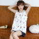 Không tay đồ ngủ nữ mùa hè phù hợp với Hàn Quốc xương rồng sinh viên tươi lỏng có thể mặc mỏng vest hai mảnh cotton quần áo ngủ nữ Bên ngoài ăn mặc