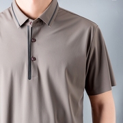 18 mùa hè thủy triều của nam giới ngắn tay POLO áo áp lực lụa mượt stretch vải kinh doanh bình thường ve áo ngắn tay T-Shirt nam