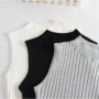 Mùa xuân và mùa hè mới của phụ nữ phiên bản Hàn Quốc của áo len cổ cao đan cổ cao - Áo ba lỗ áo ba lỗ nữ cách điệu