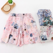 Mùa hè bông của phụ nữ quần short pajama phần mỏng quần lỏng cotton bông bông quần nhà cotton quần bãi biển lụa