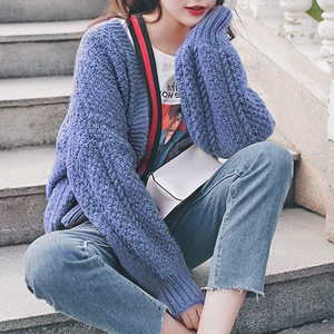2018 đầu mùa xuân Hàn Quốc phiên bản của hollow twist áo len lỏng đan cardigan phụ nữ đoạn ngắn hoang dã mỏng áo khoác dày