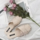2018 mùa xuân và mùa hè mới hoang dã Bao Đầu dép phẳng thấp gót nửa kéo giày của phụ nữ đầu vuông Hàn Quốc Dongdaemun skid