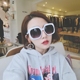 Thời trang màu trắng hộp lớn kính mát nữ net phần màu đỏ chụp đường phố retro kính Hàn Quốc phiên bản của các fan hâm mộ sao dày kính râm ... Kính râm