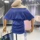 Hàn Quốc phiên bản của từ vai eo nếp gấp tie Một từ váy nữ 2018 mùa hè mới ngắn tay cao eo slim dress váy suông chữ a cho người béo A-Line Váy