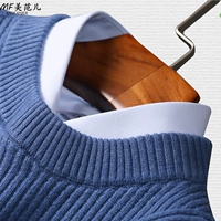 100% tinh khiết cashmere áo len nam cổ tròn dày bộ áo len ngắn mùa thu và mùa đông áo len kinh doanh bình thường knit đáy áo lót nam