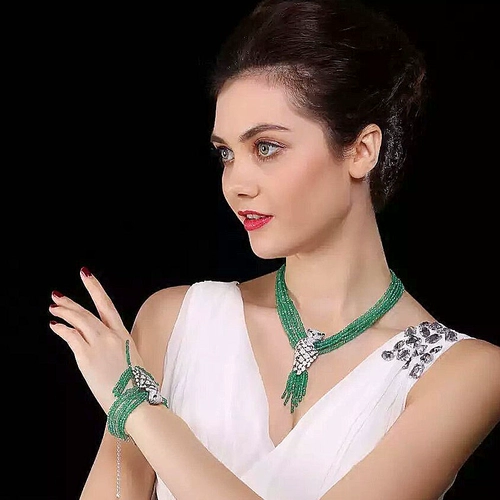 Ожерелье, браслет, аксессуары, 24 карат, микроинкрустация, инкрустировано бриллиантами, DIY, серебро 925 пробы