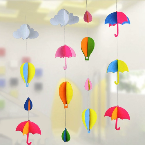 Неудолетный зонт, капли дождя, маленький средний класс, коридор детского сада, висящие ювелирные изделия, создание украшения воздушного крючка