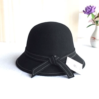 Японская демисезонная шерстяная черная шапка с бантиком, в корейском стиле