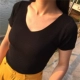 Bất bắn mùa hè đan T-Shirt nữ phần ngắn V-Cổ áo thun siêu mỏng màu rắn ngắn tay mỏng giảm béo hoang dã đáy áo triều