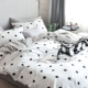Sang trọng Hàn Quốc phong cách đơn giản màu đen và trắng cổ điển sóng điểm trắng 1.5m bông quilt bao gồm chăn bông bốn mảnh giường 笠 Bộ đồ giường bốn mảnh