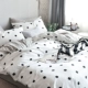 Sang trọng Hàn Quốc phong cách đơn giản màu đen và trắng cổ điển sóng điểm trắng 1.5m bông quilt bao gồm chăn bông bốn mảnh giường 笠