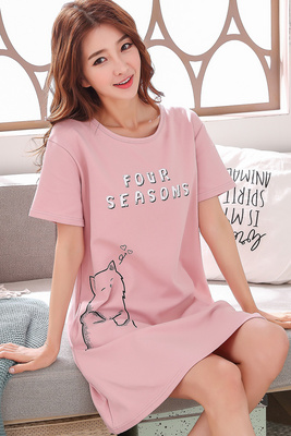 Đồ ngủ mùa hè áo sơ mi nữ đơn giản cotton ngắn tay ngắn Hàn Quốc thân trên áo ngủ gợi cảm phục vụ nhà Xiêm - Pyjama Pyjama