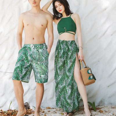 Cặp đôi đồ bơi nữ tam giác bikini ngực nhỏ tụ tập váy dài ba mảnh đi biển Hàn Quốc áo tắm xuân nóng bỏng nữ - Vài đồ bơi 	đồ đi biển cặp đôi	 Vài đồ bơi