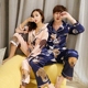 Phim hoạt hình mèo và con chó vài bộ đồ ngủ lụa nam giới và phụ nữ mô hình mùa xuân và mùa thu dễ thương áo sơ mi giản dị dịch vụ nhà Hàn Quốc phiên bản của băng lụa phù hợp với Cặp đôi