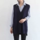 Mùa xuân và mùa thu Hàn Quốc phiên bản cỡ lớn xẻ rời phần dài cổ chữ V đan áo len áo len kéo vest