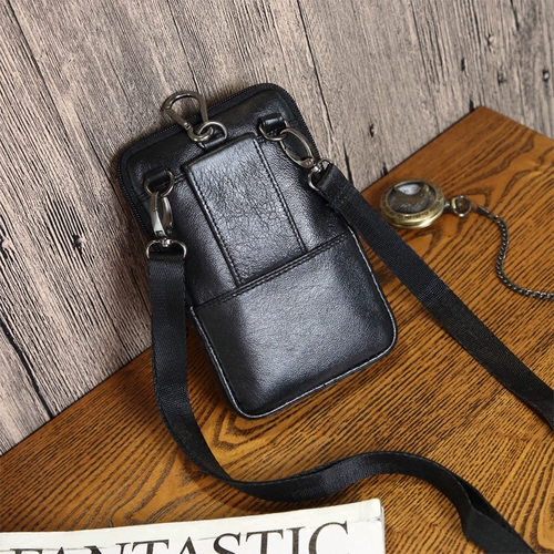 Кожаный мобильный телефон подходит для пеших прогулок, поясная сумка, сумка на одно плечо, воловья кожа, 7 дюймов, из натуральной кожи
