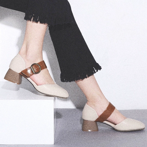 2018 New Maryzhen Средние каблуки сандалии корейская студенческая площадь