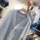 Hàn quốc ulzzang 2017 mùa thu và mùa đông mới lỏng hoang dã V-Cổ đan cardigan chéo dài tay áo len áo áo len nữ giá rẻ Áo len