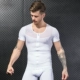 Mùa xuân và mùa hè siêu mỏng của nam giới corset bụng hình đồ lót dây kéo căng lưới cơ thể hình ngắn tay chặt chẽ-thể thao phù hợp ngực nhựa
