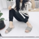 2017 mới của Hàn Quốc phiên bản của màu đen và trắng dép kẻ sọc nữ sinh viên mùa hè cổng gió Harajuku từ với dép và dép xu hướng Dép