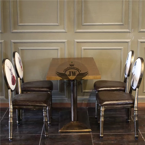 Американские ретро -тематические столы и стул красавица для ногтей, стул бара, столик ресторан и стул промышленного ветра