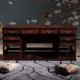 Đồ nội thất gỗ gụ Indonesia màu đen gỗ hồng kết hợp bàn tủ sách Trung Quốc chạm khắc lá rộng Dalbergia Taipan bàn viết - Bộ đồ nội thất Bộ đồ nội thất