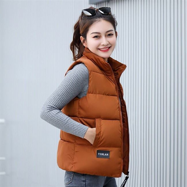 . Áo cotton nữ 2018 ngắn xuống mùa thu nữ mùa đông mới Áo khoác ấm áp Hàn Quốc áo vest không tay - Áo vest
