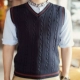 Mùa xuân và mùa thu áo len vest nam không tay v-cổ áo len mỏng Hàn Quốc phiên bản của các sinh viên Anh thanh niên áo len vest nam áo len trung niên Dệt kim Vest