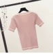 2018 mới mùa hè băng lụa áo len nữ chic sinh viên màu hồng ngọt ngào ngắn tay T-Shirt phần mỏng Slim áo sơ mi
