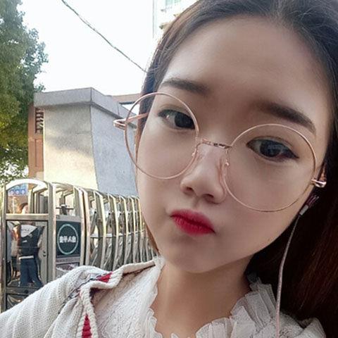 Kính mắt tròn retro gương phẳng nữ tròn kính cận thị kính nam trang trí không bằng cấp sinh viên văn học Hàn Quốc - Kính Kính