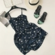 Váy liền thân đi biển 2018 mùa hè in họa tiết cổ chữ V thắt eo cao quai mảnh ngắn jumpsuit đi biển quần váy nữ