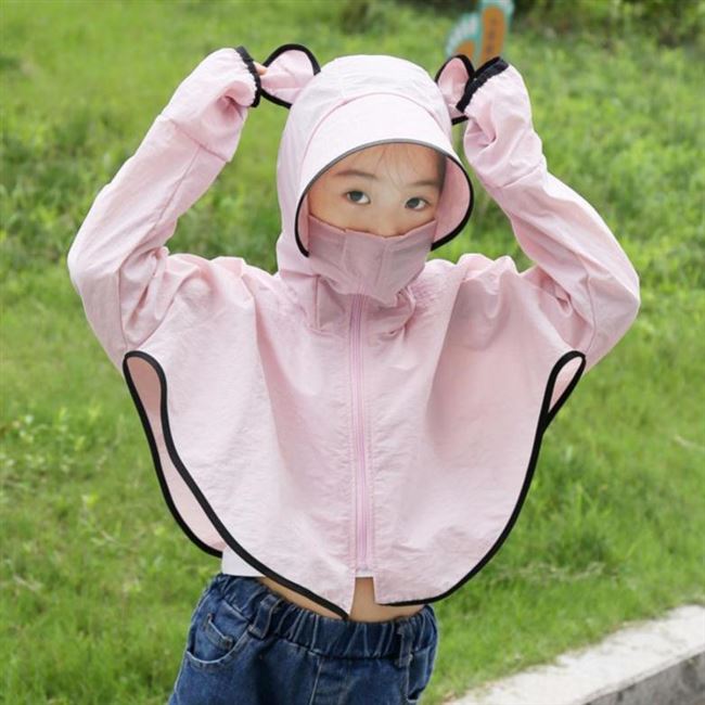 Trẻ em gia đình được trang bị quần áo chống nắng thoáng khí Phụ nữ ngoài trời mỏng trùm đầu mùa hè nam sinh viên đi xe pin - Quần áo ngoài trời cho trẻ em