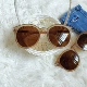 Ulzzang thời trang Hàn Quốc khung tròn frosted brown sunglasses new cao cấp kết cấu sunglasses nữ kính mát retro Kính râm