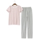 Đồ ngủ của Phụ Nữ Mùa Hè Bông Ngắn Tay Áo Quần Mùa Hè Mỏng Cao Cổ Nhật Bản Sọc Tươi Cotton Lỏng Dịch Vụ Nhà Bộ Bộ Pajama