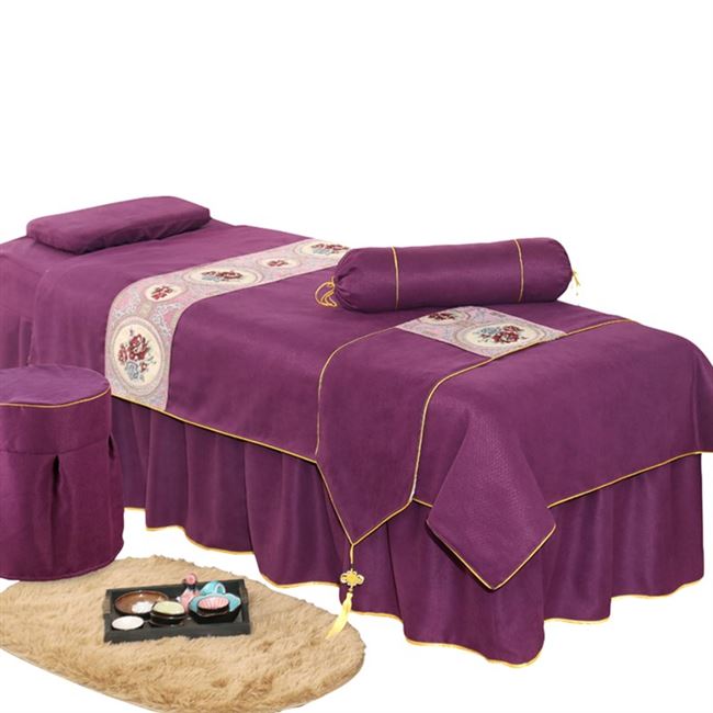Vẻ đẹp châu Âu bao gồm bốn bộ bông cao cấp thẩm mỹ viện chuyên dụng khử trùng massage giường bìa phổ biến logo tùy chỉnh - Trang bị tấm các mẫu ga giường spa Trang bị tấm