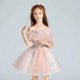 Cô gái công chúa váy trẻ em ăn mặc váy một từ vai váy cưới hoa dã yên thảo cổ tích bé đàn piano trang phục