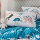 Monafi dễ thương phim hoạt hình khủng long cotton in trẻ em giường ba mảnh đặt 1.2 m 1.5 m quilt cover sheets Bộ đồ giường trẻ em