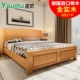 Tất cả các giường gỗ rắn giường đôi cao 1,5 1,8 m khí nén hiện đại Trung Quốc nội thất phòng ngủ sồi giường gỗ hộp lưu trữ - Giường Giường